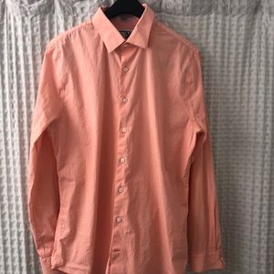 Express Slim Fit Salmon Patterned Button Down
